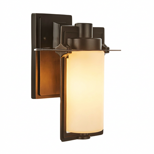 1-Light Glass Outdoor Wall Lantern Sconce - white bg