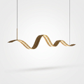 1-Light Linear LED Brass Elegant Flow Wave Pendant Light for - white bg