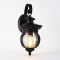 1-Light Seeded Glass Globe LED Outdoor Wall Lantern with Cur - white bg
