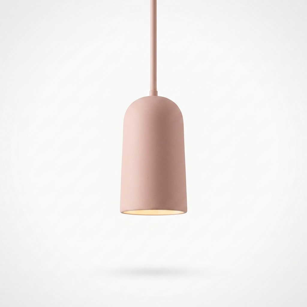 1-Light Resin Pink Figura Arc Pendant Lamp - white bg