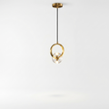 1/3-Light Round Copper Crystal LED Pendant Light - white bg