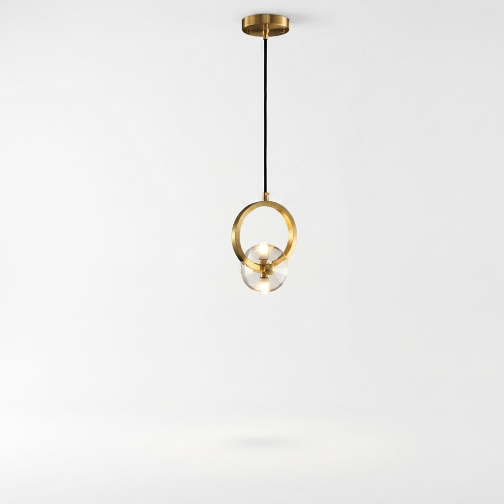 1/3-Light Round Copper Crystal LED Pendant Light - white bg
