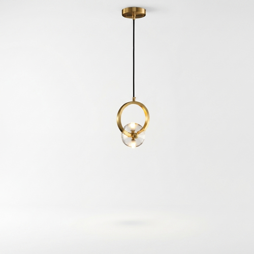 1/3-Light Round Copper Crystal LED Pendant Light - white bg