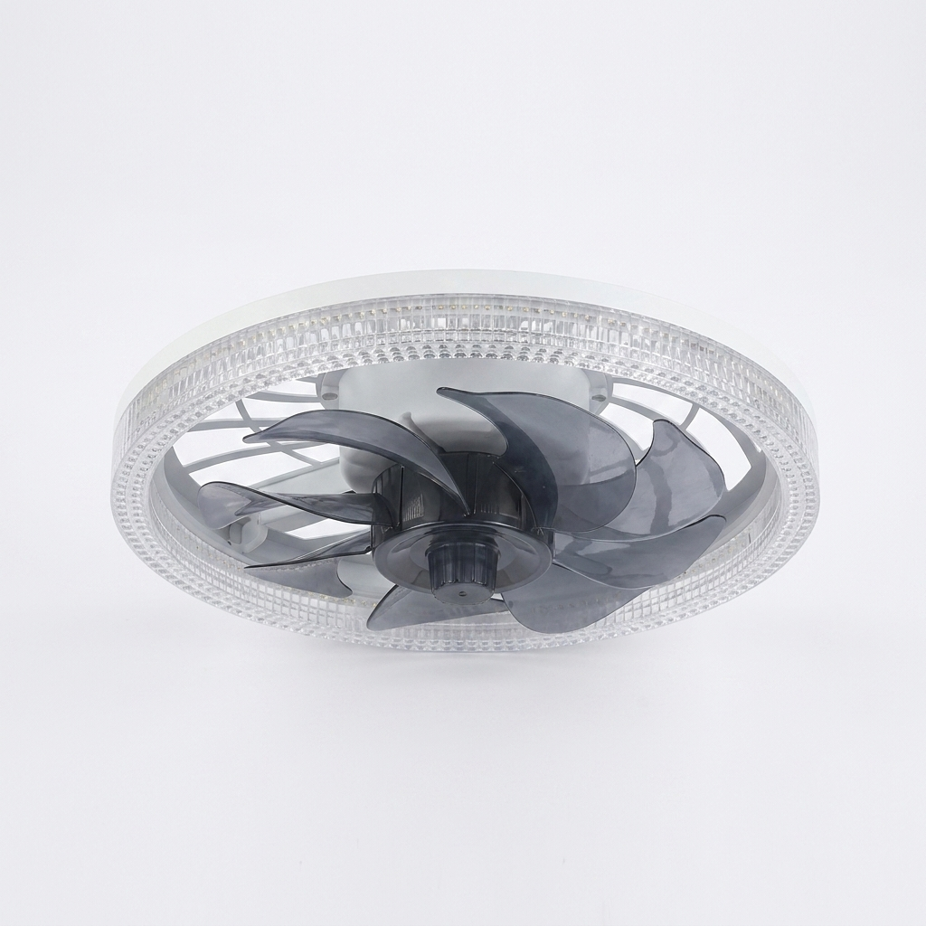12.2 in. Low Profile 7 Blades LED Flush Mount Ceiling Fan — white background