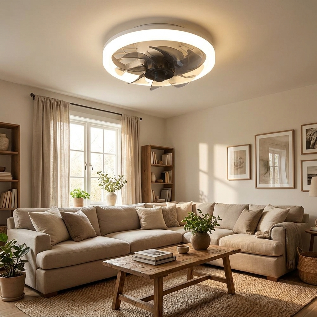12.2 in. Low Profile 7 Blades LED Flush Mount Ceiling Fan — lifestyle 2