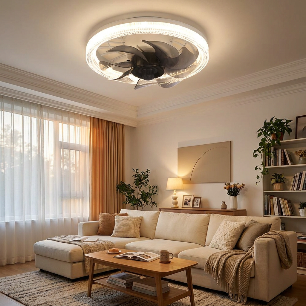 12.2 in. Low Profile 7 Blades LED Flush Mount Ceiling Fan — lifestyle 1