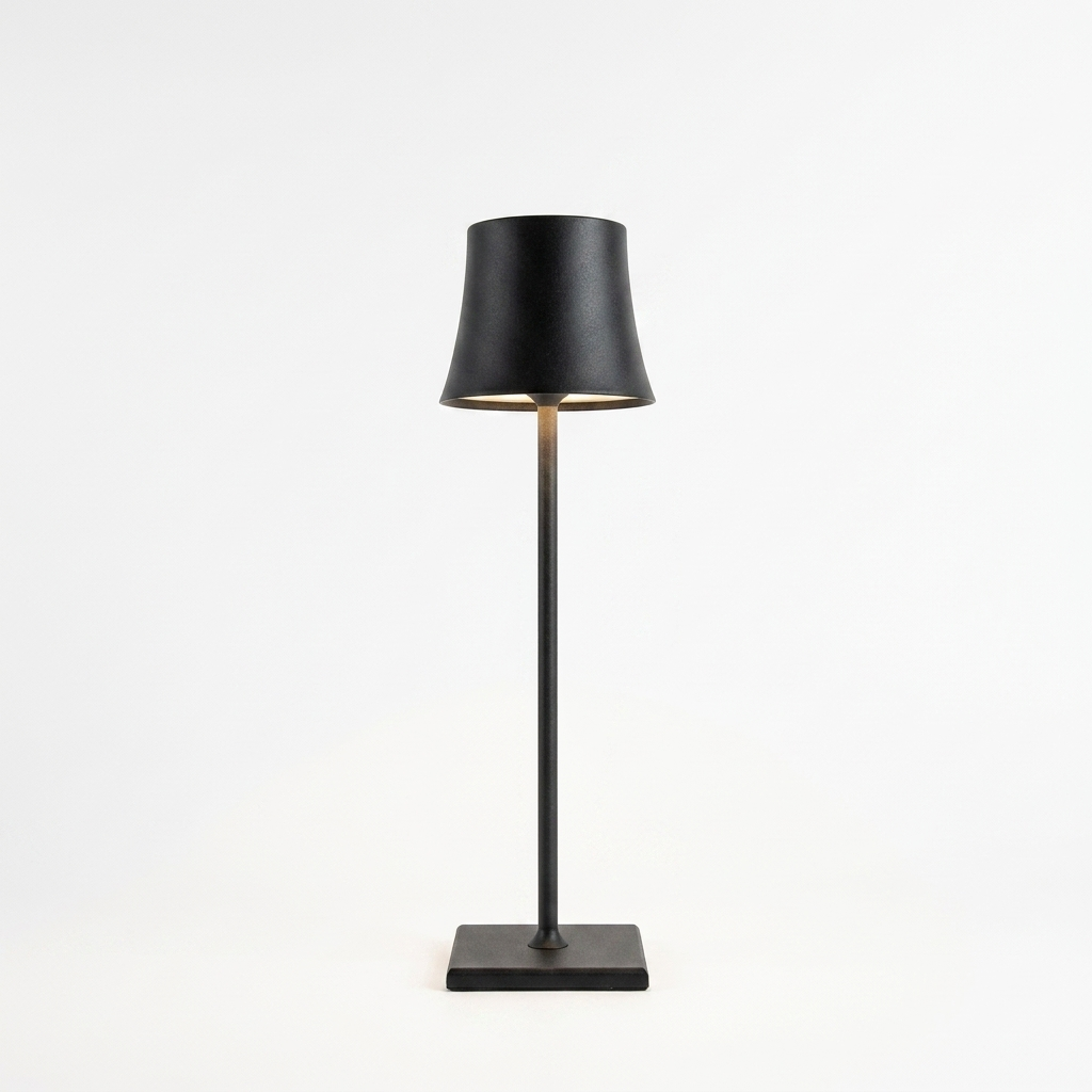 15 Inch Cordless Modern Cool Hue Metal Table Lamp Black/White — white background