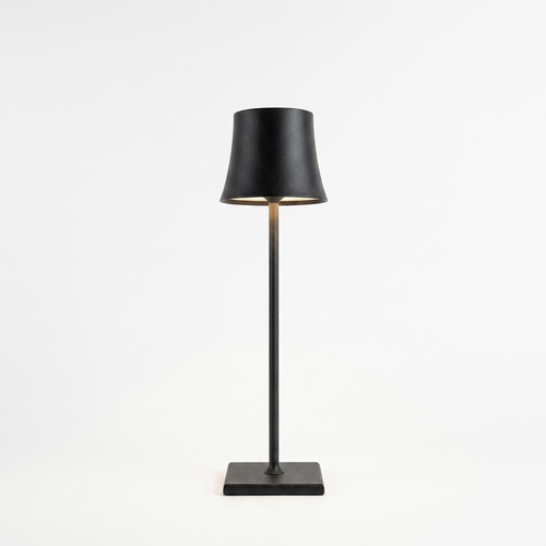 15 Inch Cordless Modern Cool Hue Metal Table Lamp Black/White — white background