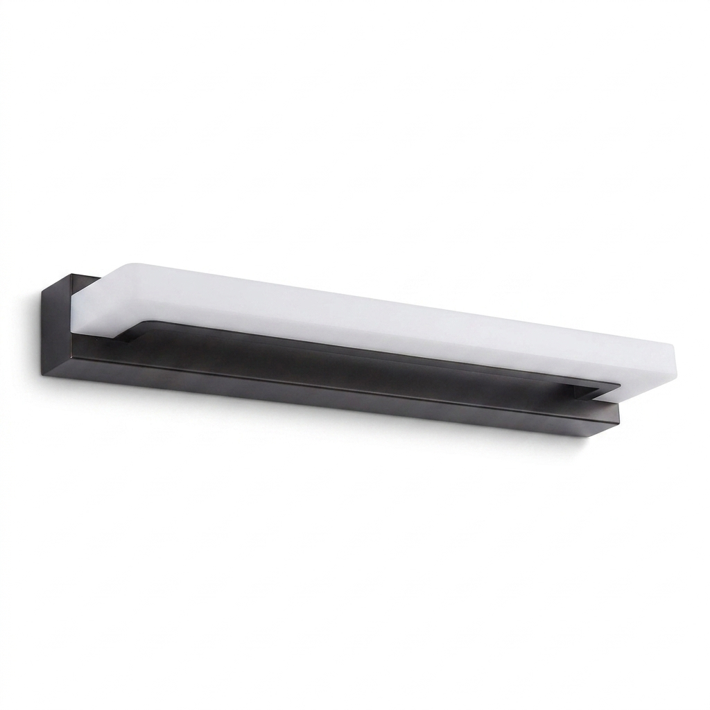 15.74'' Linear LED Vanity Light Black Bathroom Fixture with Mesh Light Filter — white background