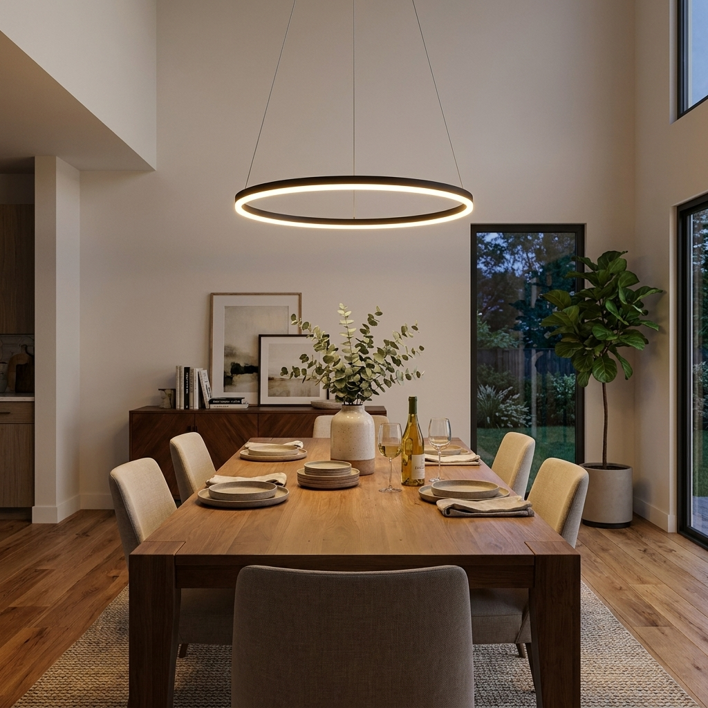 16'' Simple Circle Single Pendant Light Acrylic Pendant Lighting — lifestyle 3
