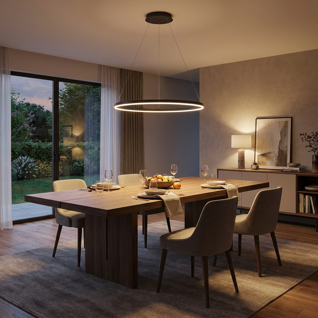 16'' Simple Circle Single Pendant Light Acrylic Pendant Lighting — lifestyle 1
