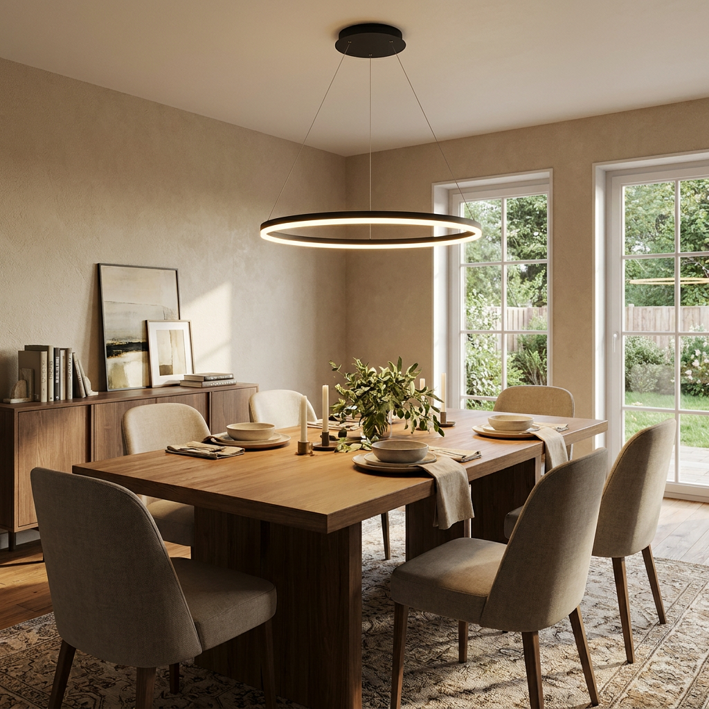 16'' Simple Circle Single Pendant Light Acrylic Pendant Lighting — lifestyle 4