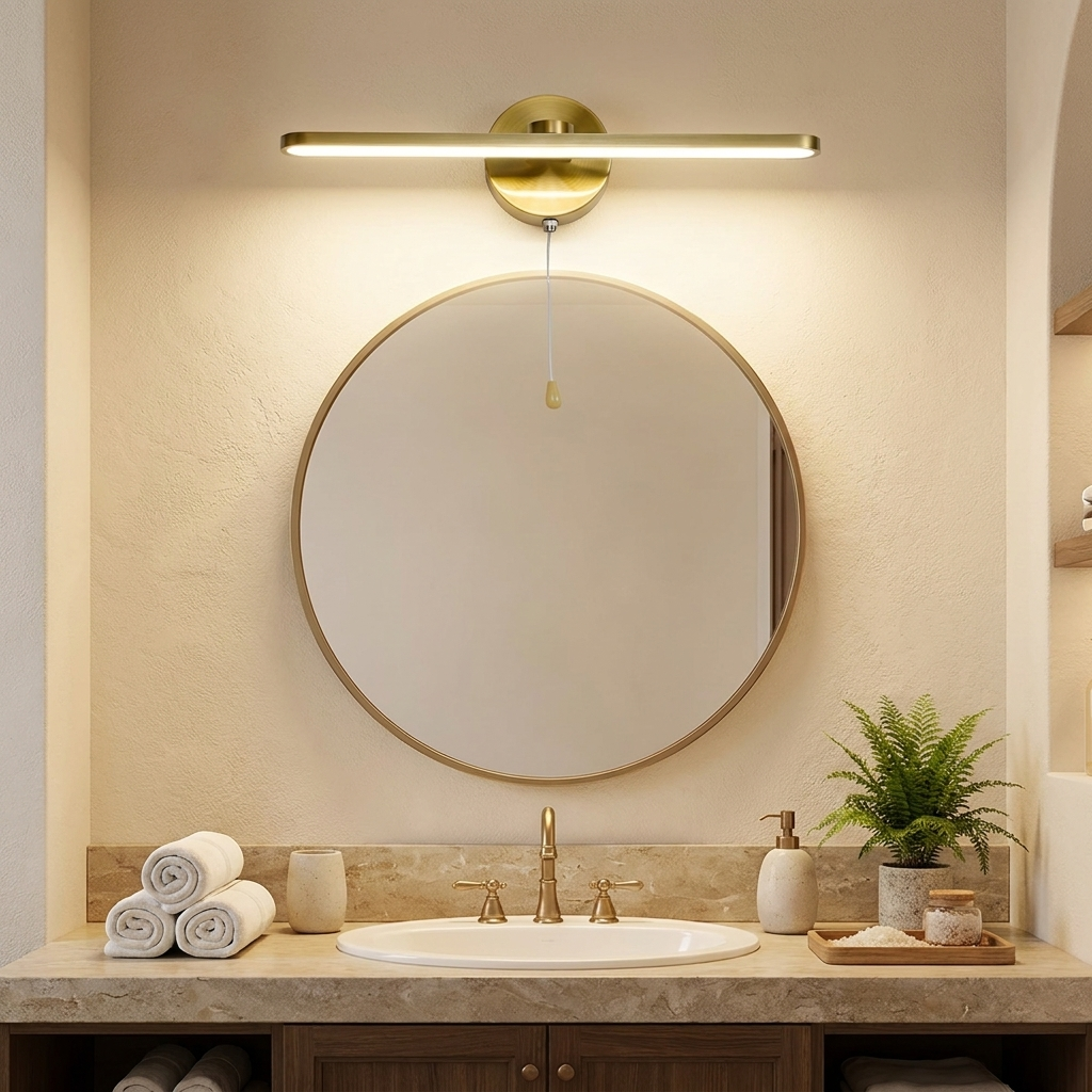 15.74'' Modern LED Linear Vanity Lights with Pull Rope Switch - Bathroom Lighting in Black/Bronze — lifestyle 4