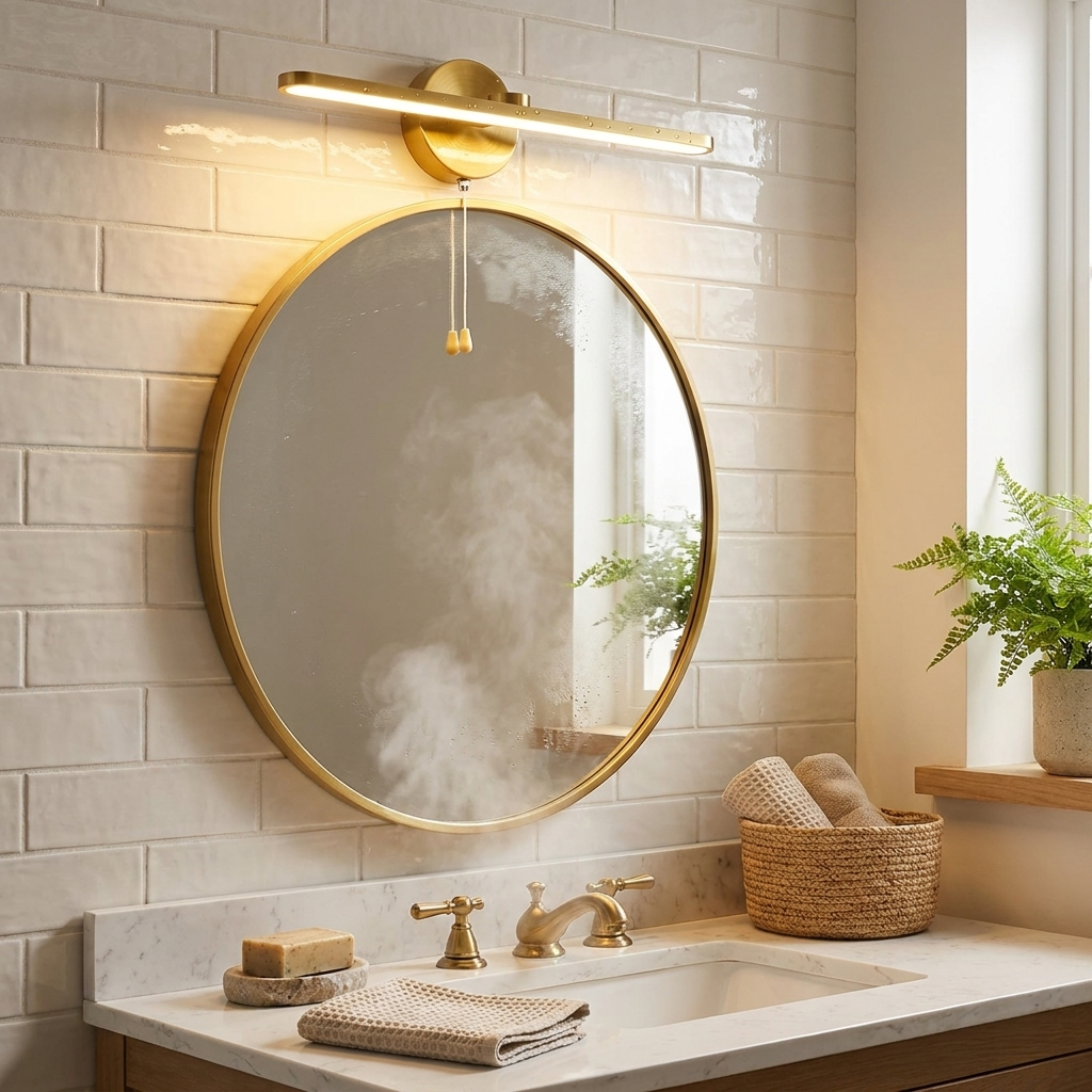 15.74'' Modern LED Linear Vanity Lights with Pull Rope Switch - Bathroom Lighting in Black/Bronze — lifestyle 2