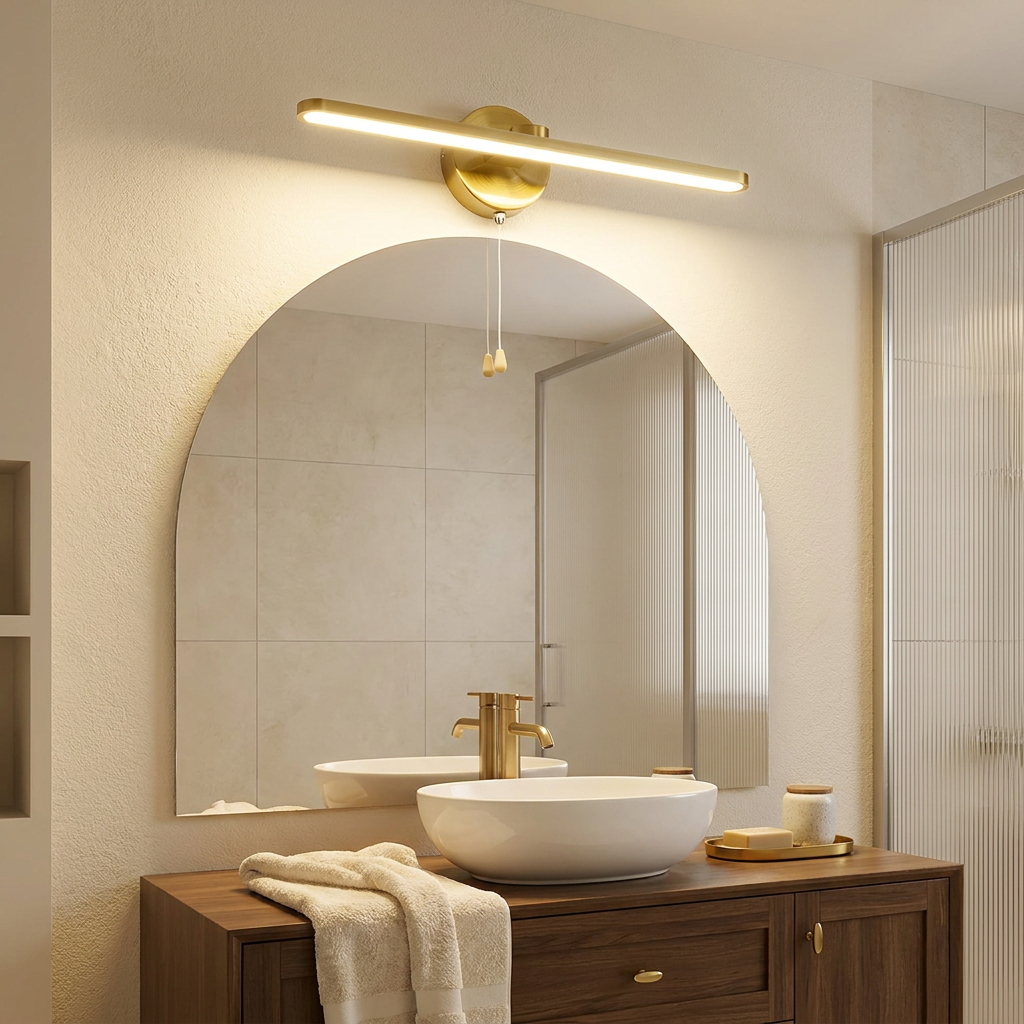 15.74'' Modern LED Linear Vanity Lights with Pull Rope Switch - Bathroom Lighting in Black/Bronze — lifestyle 1