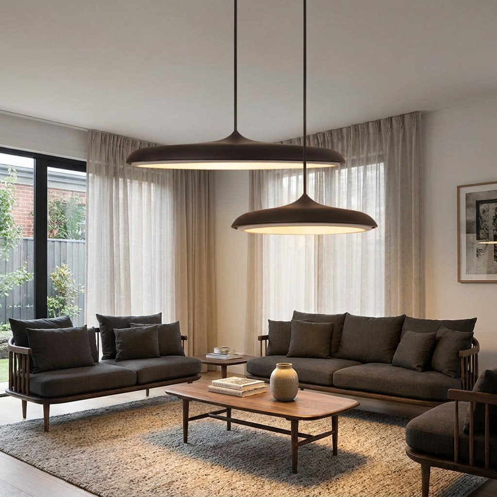 16'' Flat Circular Adjustable Metal LED Modern Pendant Lights Island Lights — lifestyle 3