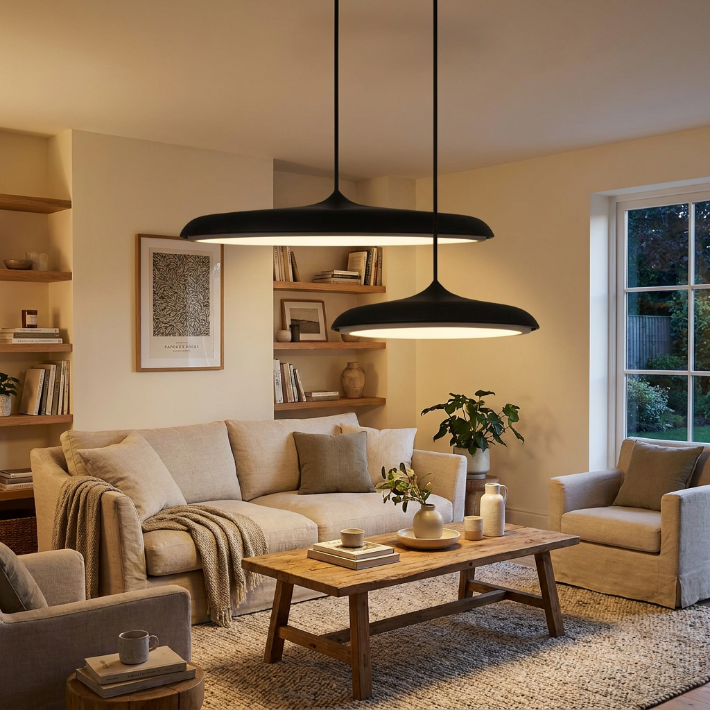 16'' Flat Circular Adjustable Metal LED Modern Pendant Lights Island Lights — lifestyle 2