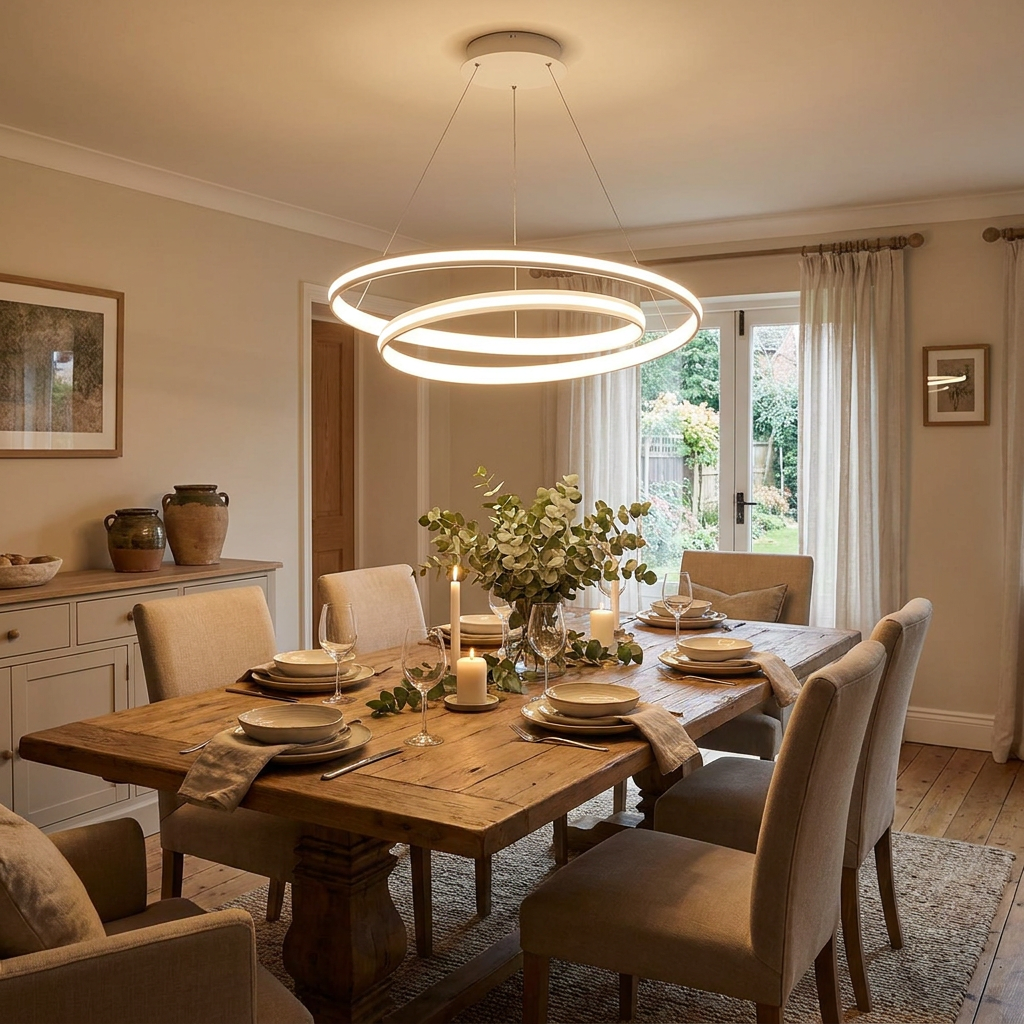 18'' Spiral-shaped LED Dimmable White Modern Adjustable Pendant Lights — lifestyle 3