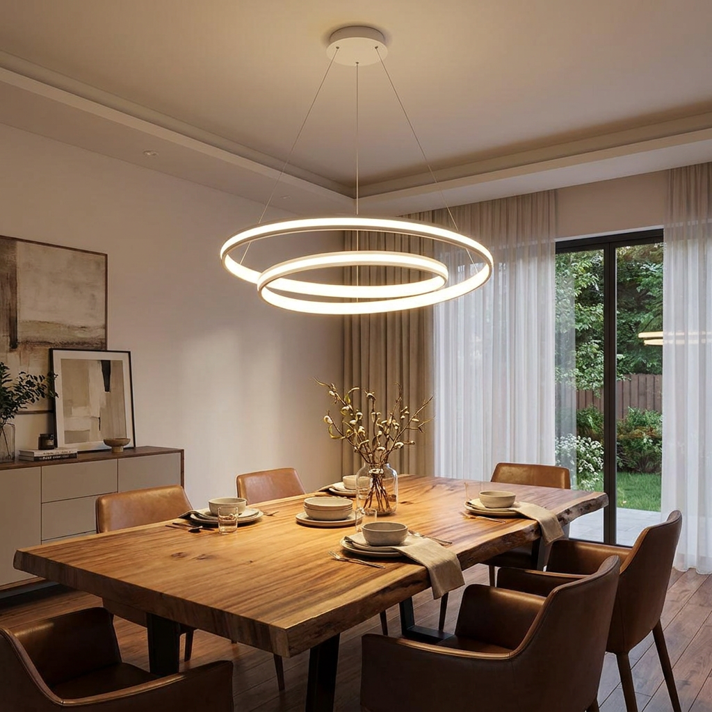 18'' Spiral-shaped LED Dimmable White Modern Adjustable Pendant Lights — lifestyle 1