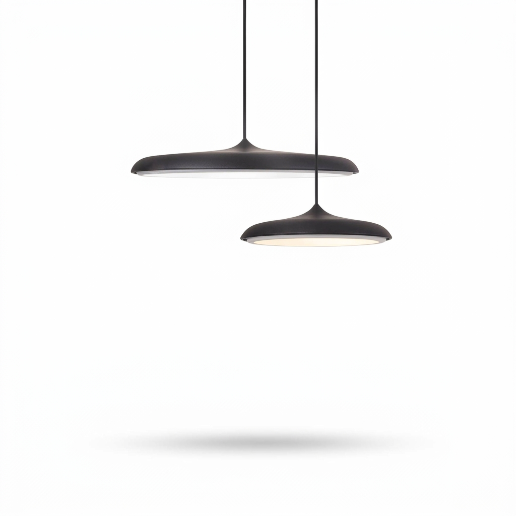 16'' Flat Circular Adjustable Metal LED Modern Pendant Lights Island Lights — white background