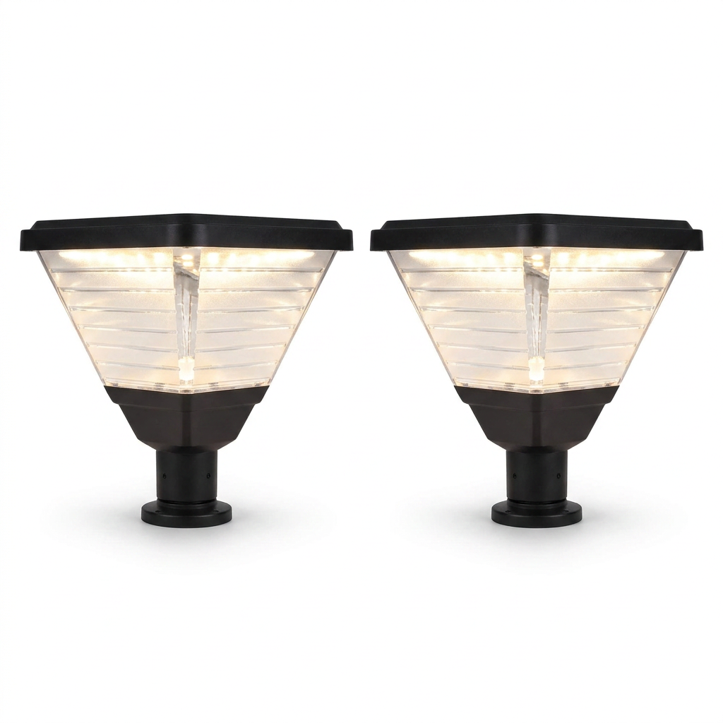 17.9-Inch Black Square Solar LED Pier Mount Post Light — white background