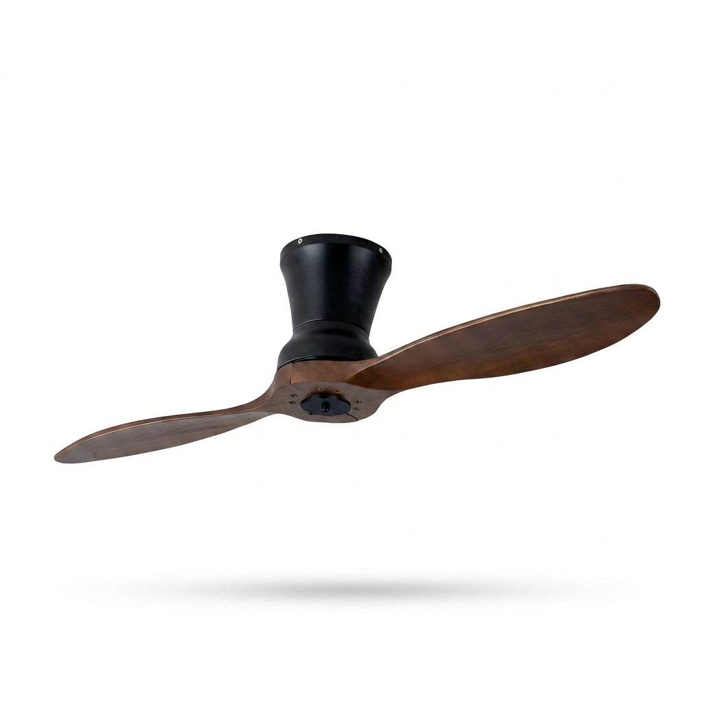 2 Blades Wood 18W LED Dimmable with Remote Mute Modern Ceiling Fans — white background
