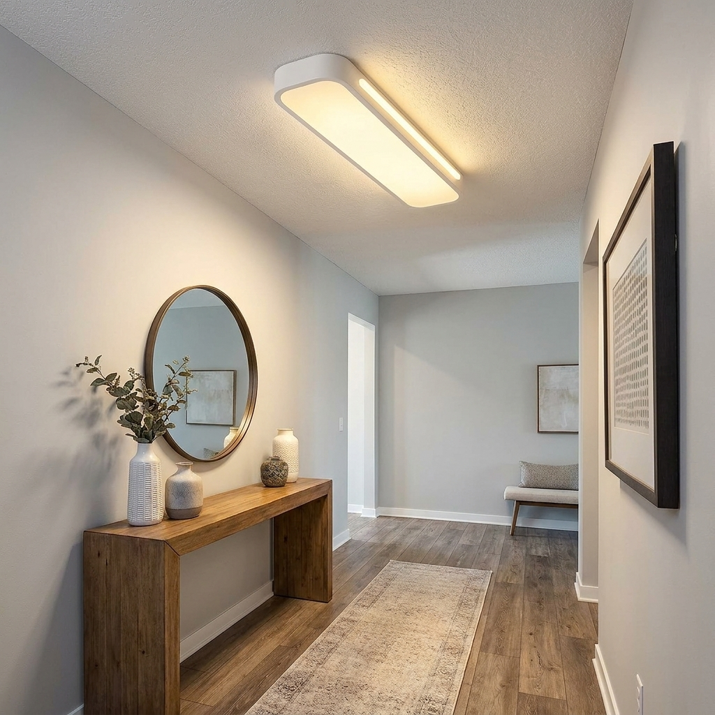 19 in. W 1-Light Long Oval LED Flush Mount Minimalist Rectangular Ceiling Light — lifestyle 1