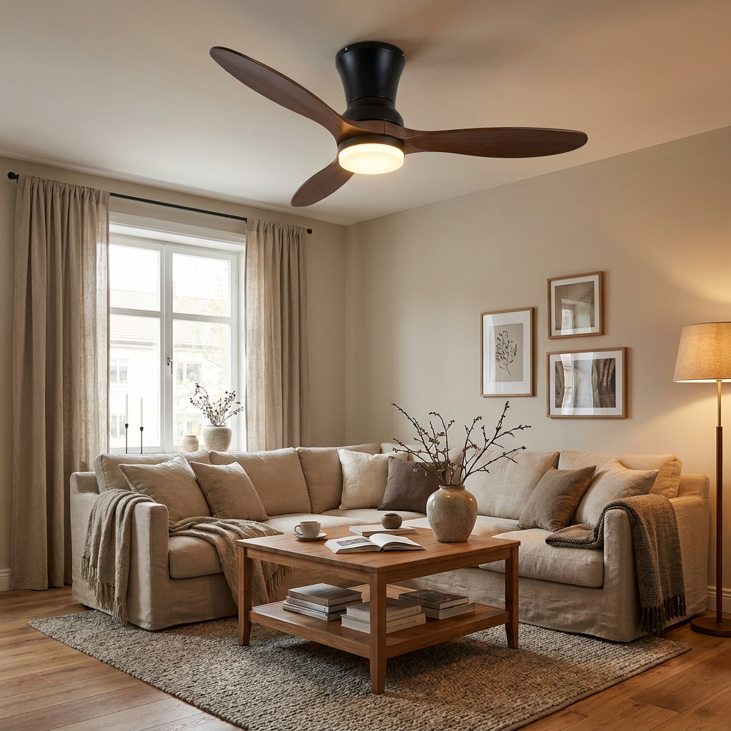 2 Blades Wood 18W LED Dimmable with Remote Mute Modern Ceiling Fans — lifestyle 2