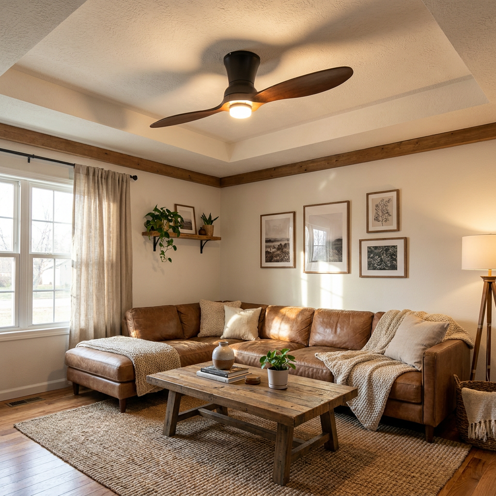 2 Blades Wood 18W LED Dimmable with Remote Mute Modern Ceiling Fans — lifestyle 4