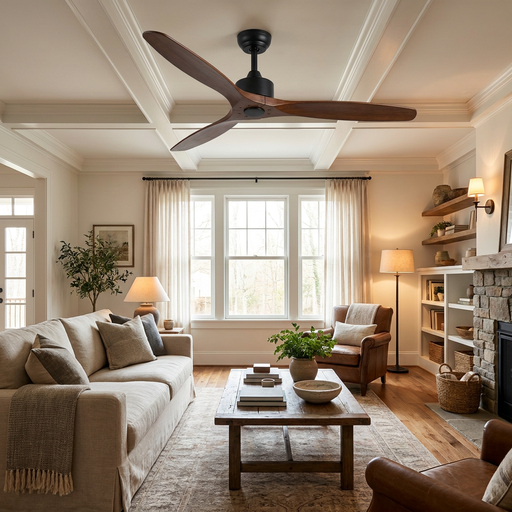 2 Blades Wood 18W LED Dimmable with Remote Mute Modern Ceiling Fans — lifestyle 3