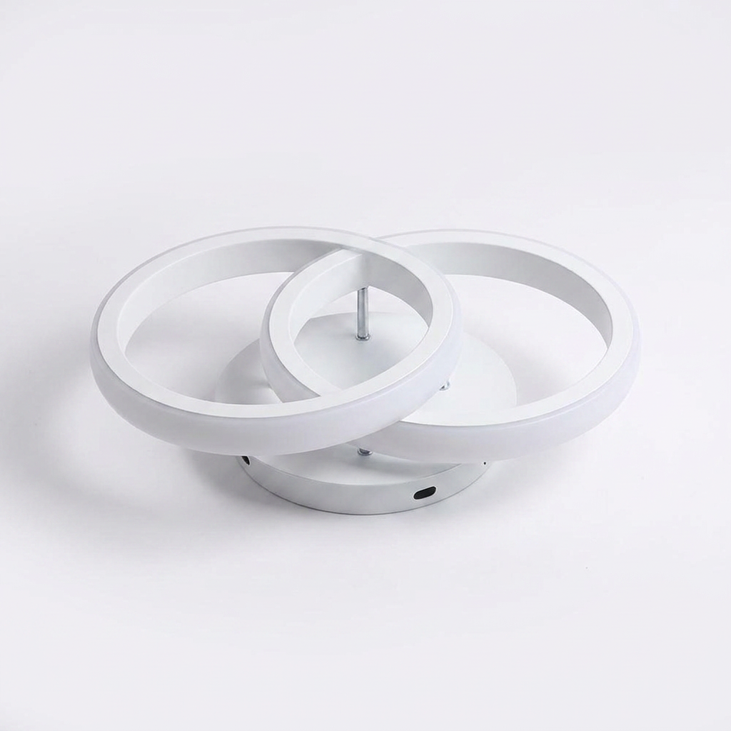 2 Circle Flush Mount Lighting Fixtures Metal LED Living Room Ceiling Lights — white background