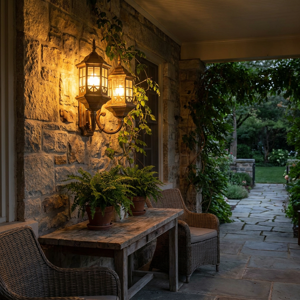2 Light Outdoor Wall Sconce American Garden Metal Light — lifestyle 2
