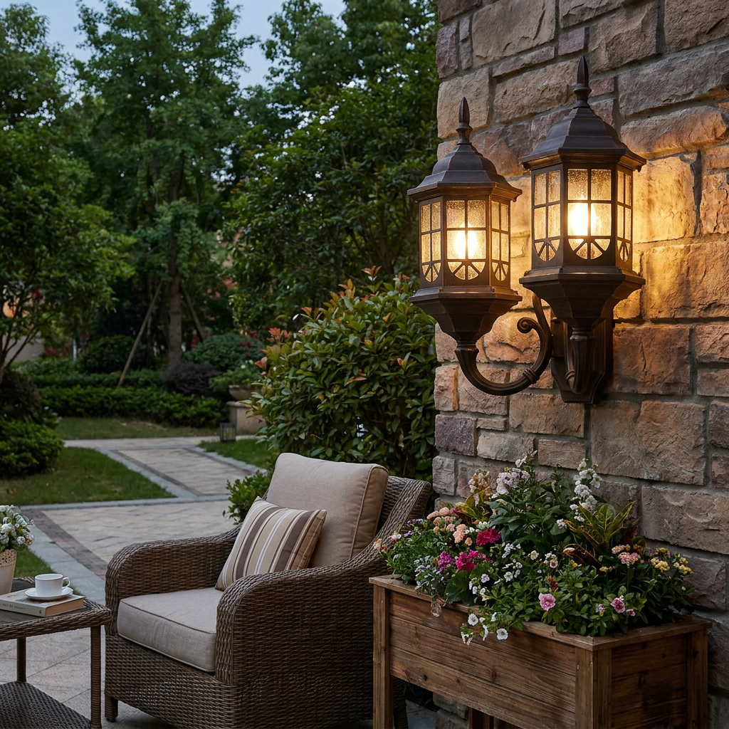 2 Light Outdoor Wall Sconce American Garden Metal Light — lifestyle 4