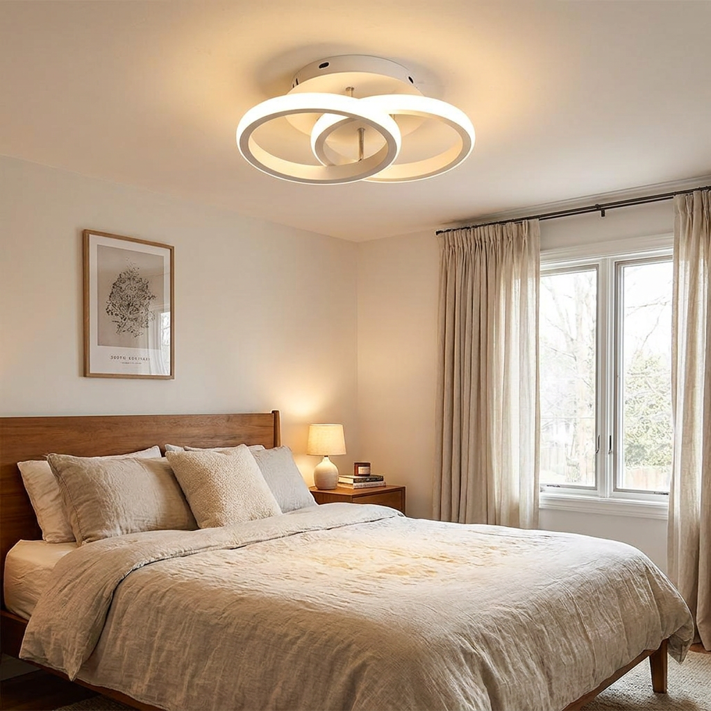 2 Circle Flush Mount Lighting Fixtures Metal LED Living Room Ceiling Lights — lifestyle 3