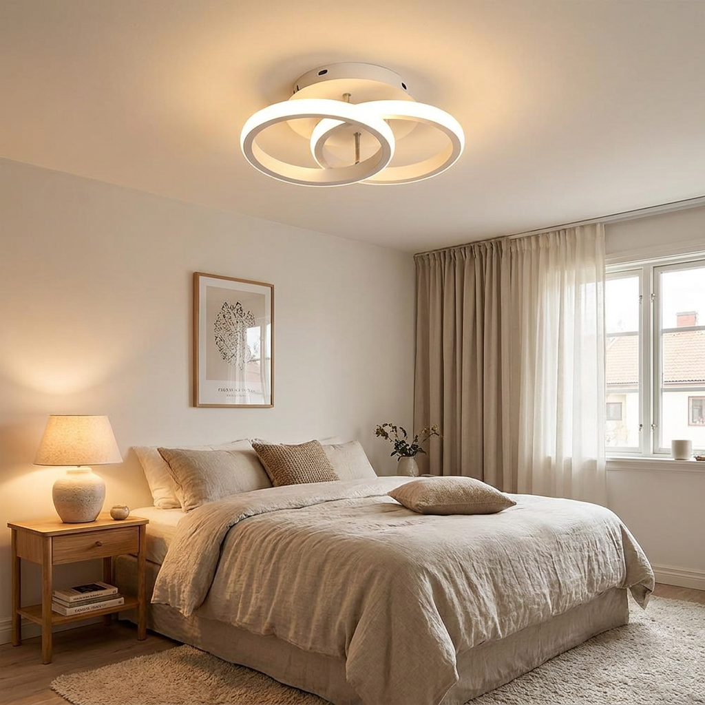 2 Circle Flush Mount Lighting Fixtures Metal LED Living Room Ceiling Lights — lifestyle 2
