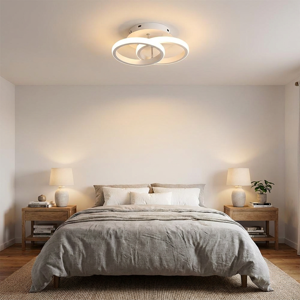 2 Circle Flush Mount Lighting Fixtures Metal LED Living Room Ceiling Lights — lifestyle 4