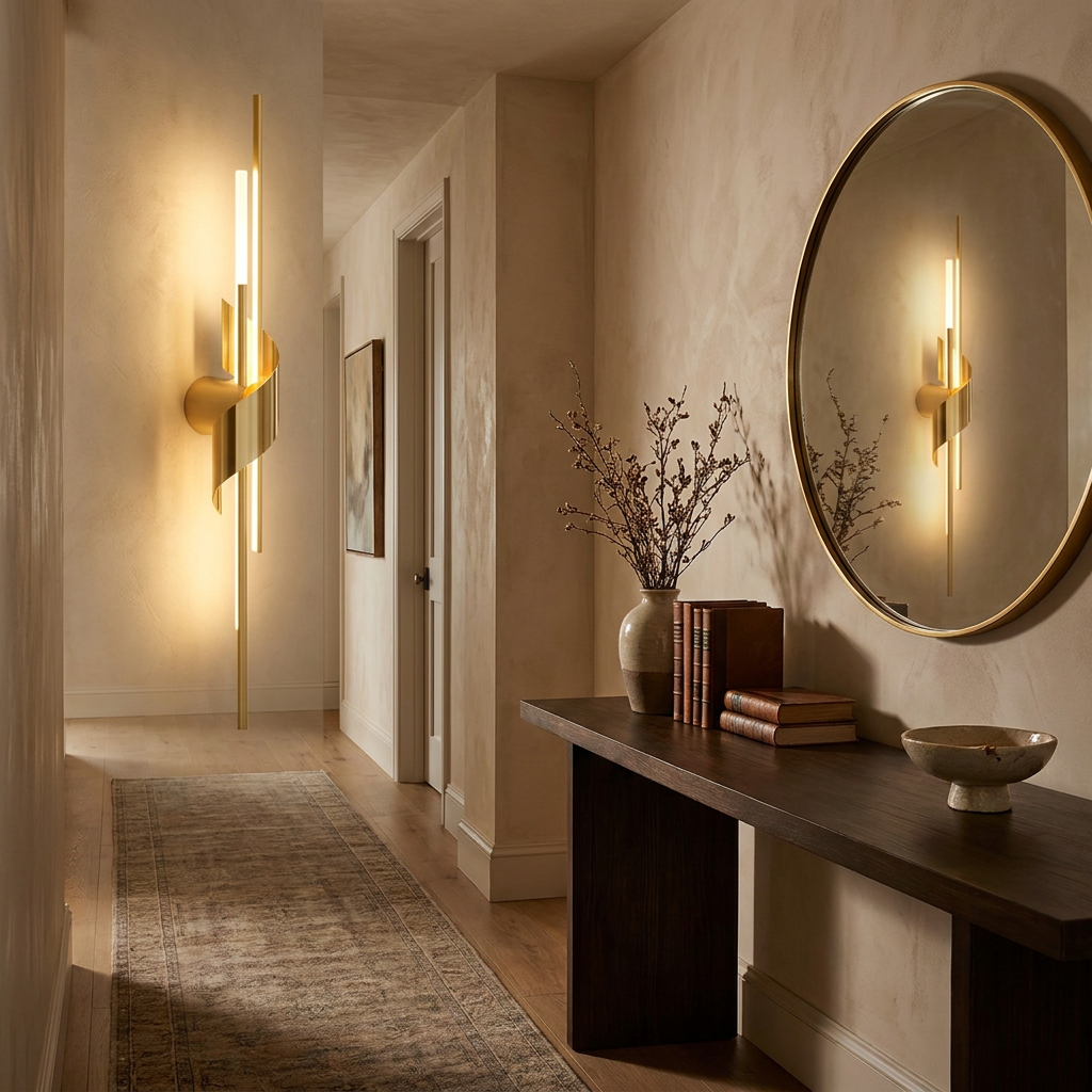 2 Lamp Linear Wall Sconce Italian Luxury Solid Copper Light — lifestyle 2