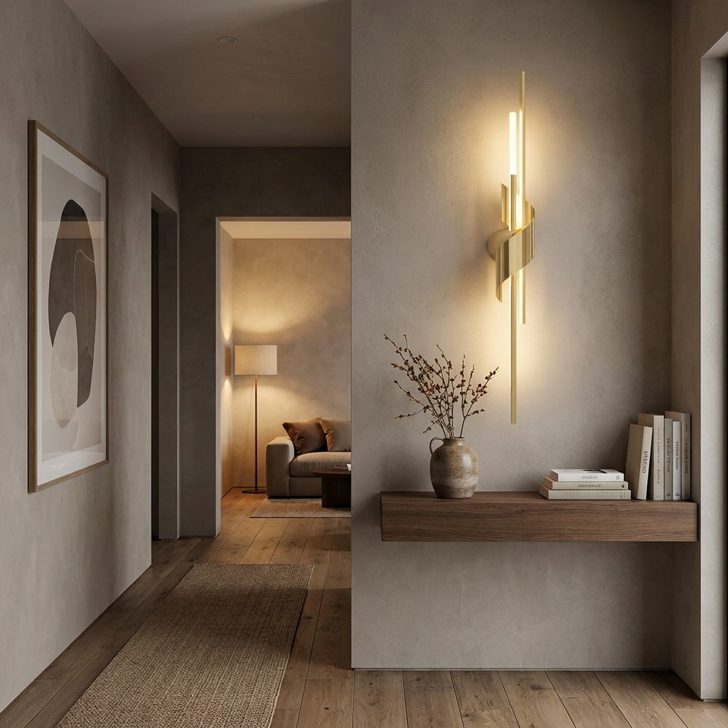2 Lamp Linear Wall Sconce Italian Luxury Solid Copper Light — lifestyle 1