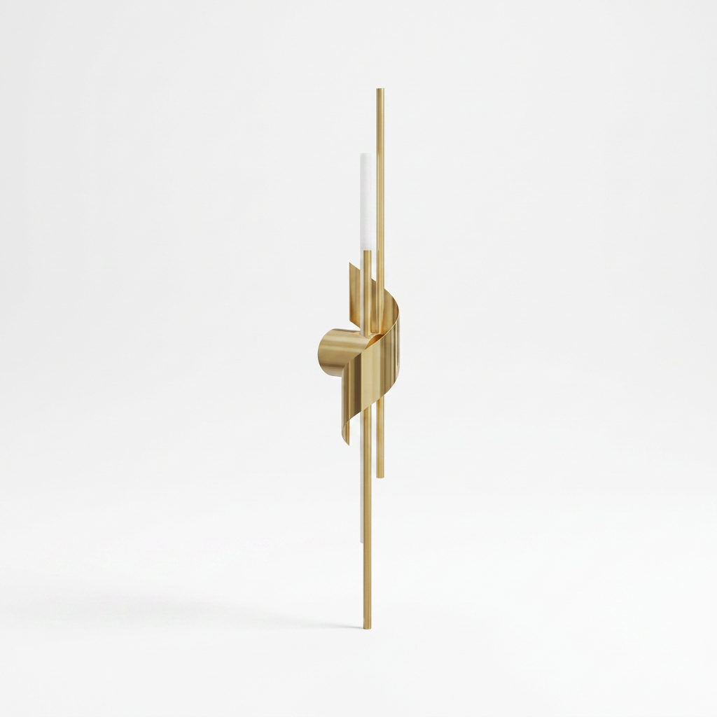 2 Lamp Linear Wall Sconce Italian Luxury Solid Copper Light — white background