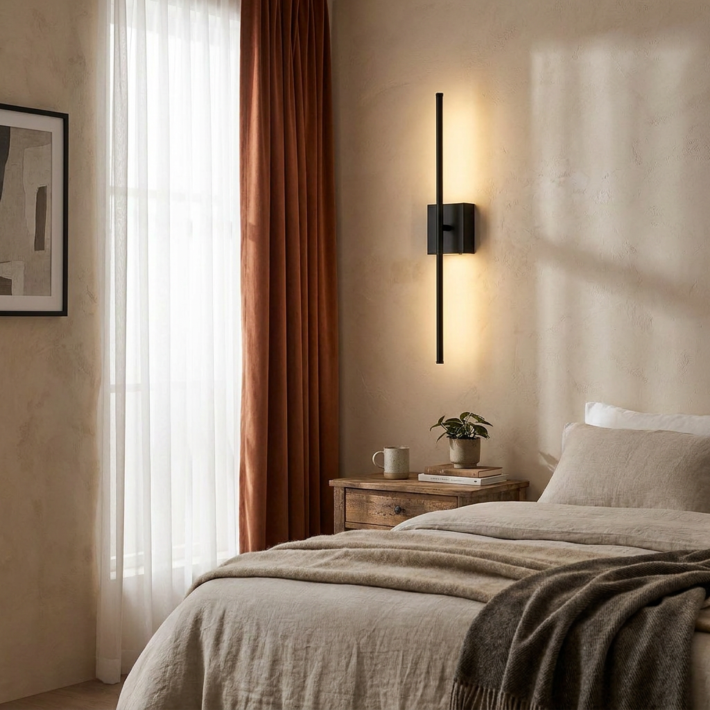 2 PCS Linear Wall Lights Modern Wireless Black Iron LED Lamp — lifestyle 4