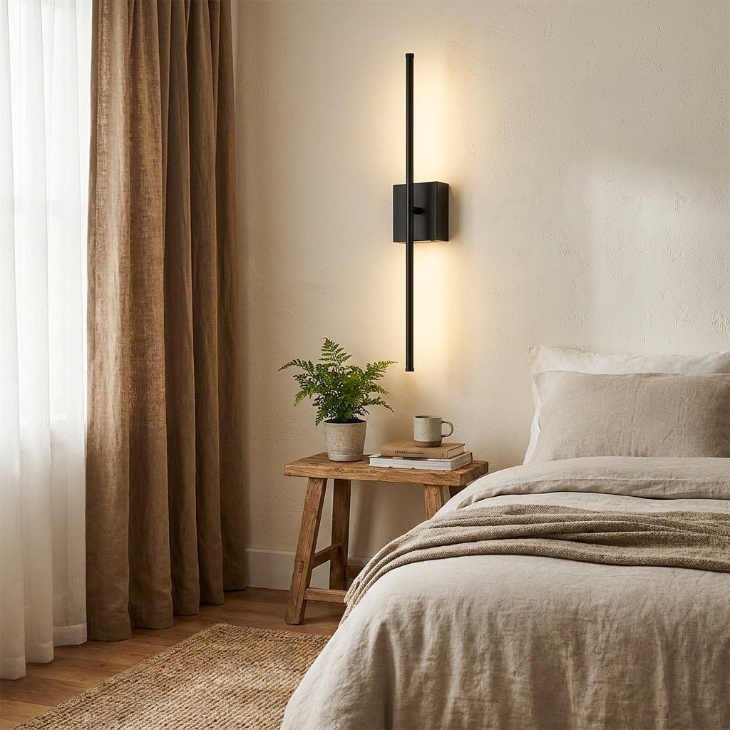 2 PCS Linear Wall Lights Modern Wireless Black Iron LED Lamp — lifestyle 1