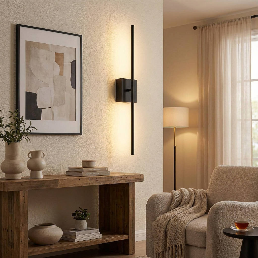 2 PCS Linear Wall Lights Modern Wireless Black Iron LED Lamp — lifestyle 3