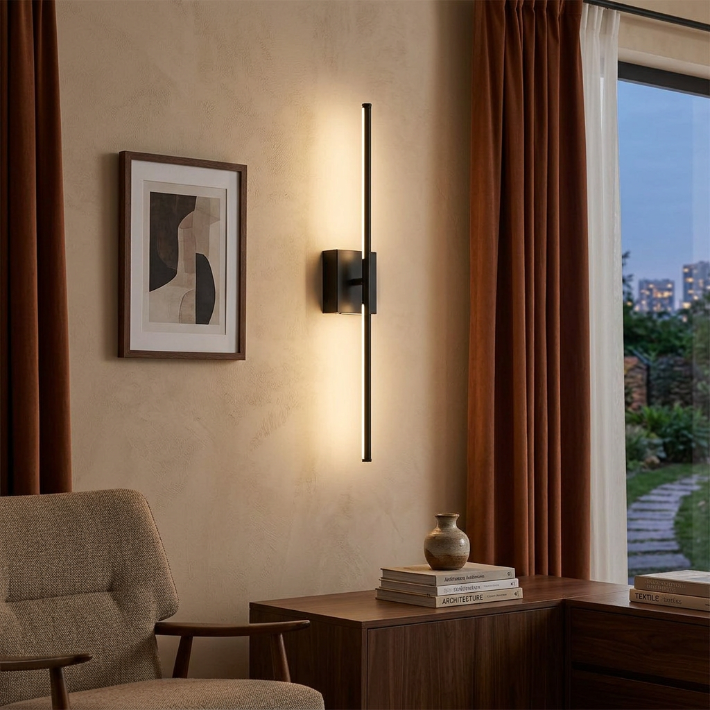 2 PCS Linear Wall Lights Modern Wireless Black Iron LED Lamp — lifestyle 2