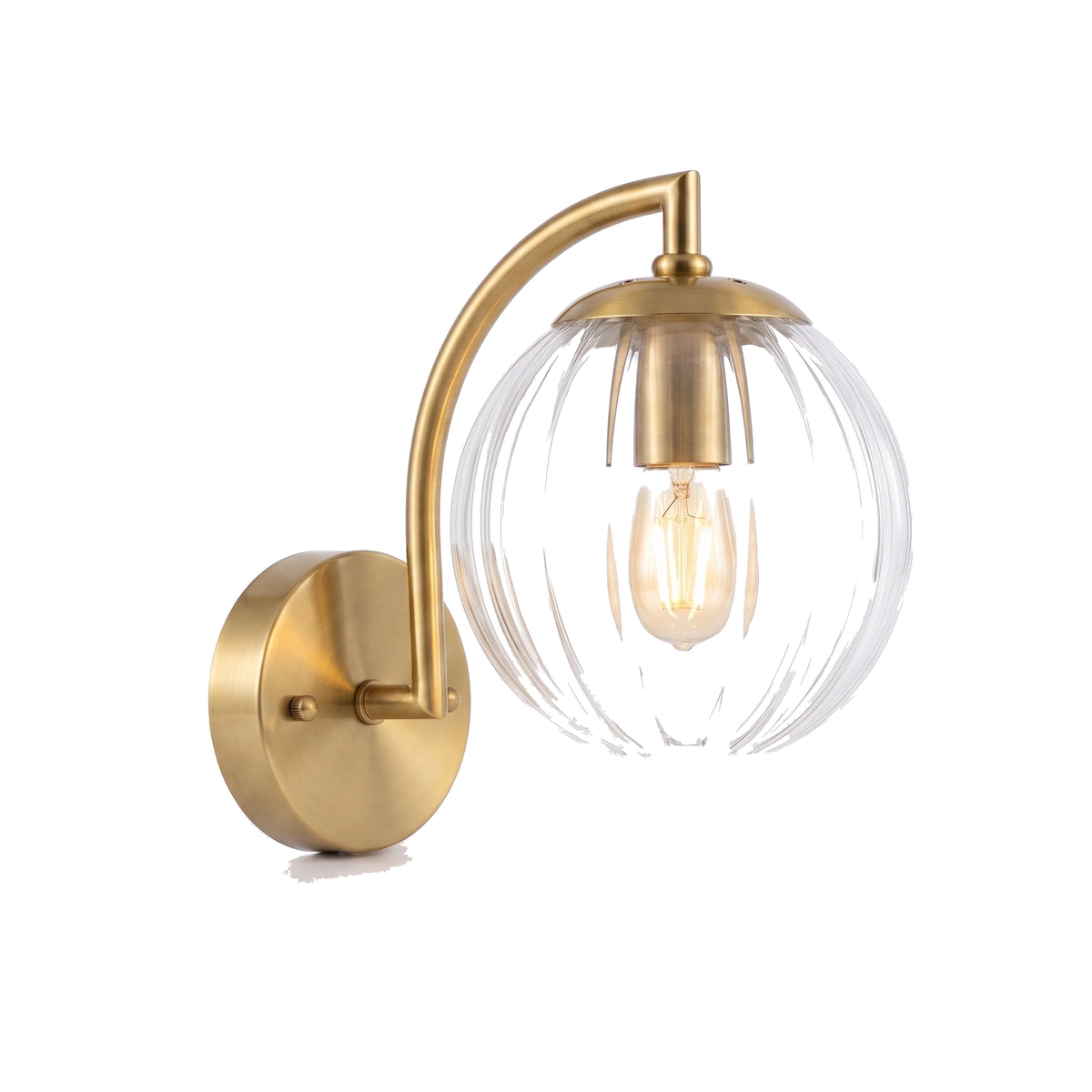 Curved Arm Ball Sconce on a plain white background