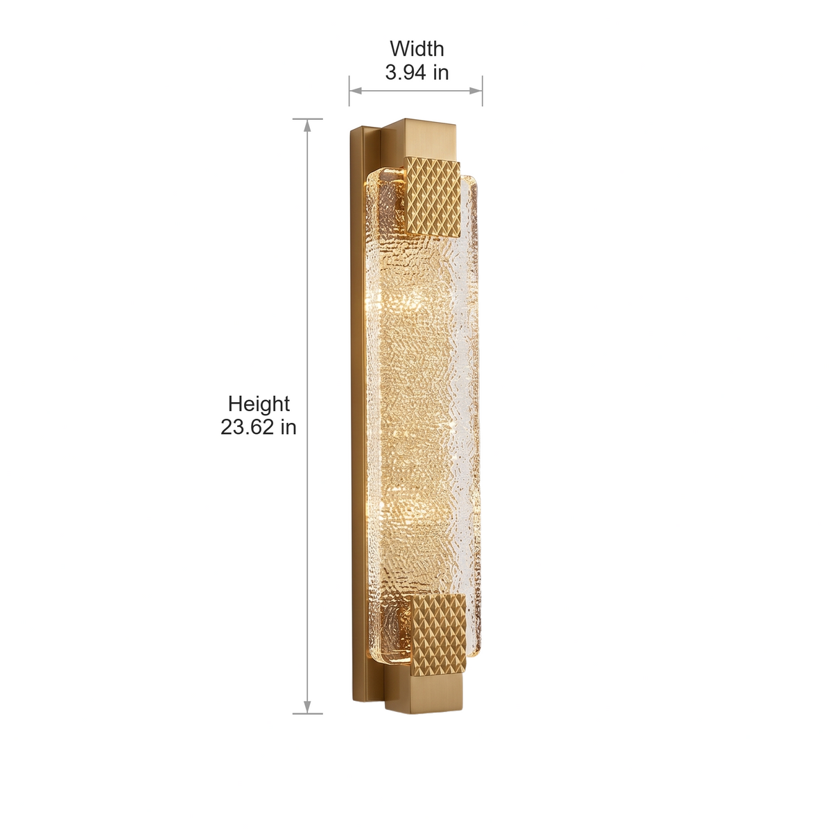 Aurora Crystal Linear Wall Sconce dimensions on a plain white background