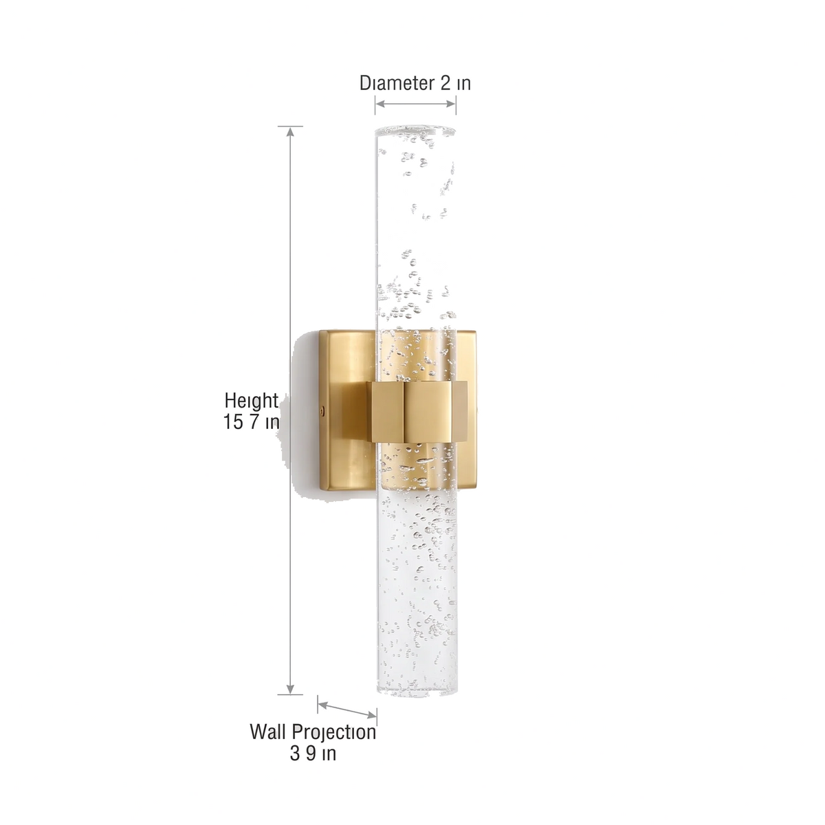 Stellar Bubble Crystal Wall Light dimensions on a plain white background