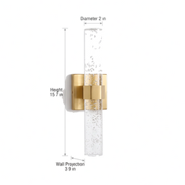Stellar Bubble Crystal Wall Light dimensions on a plain white background
