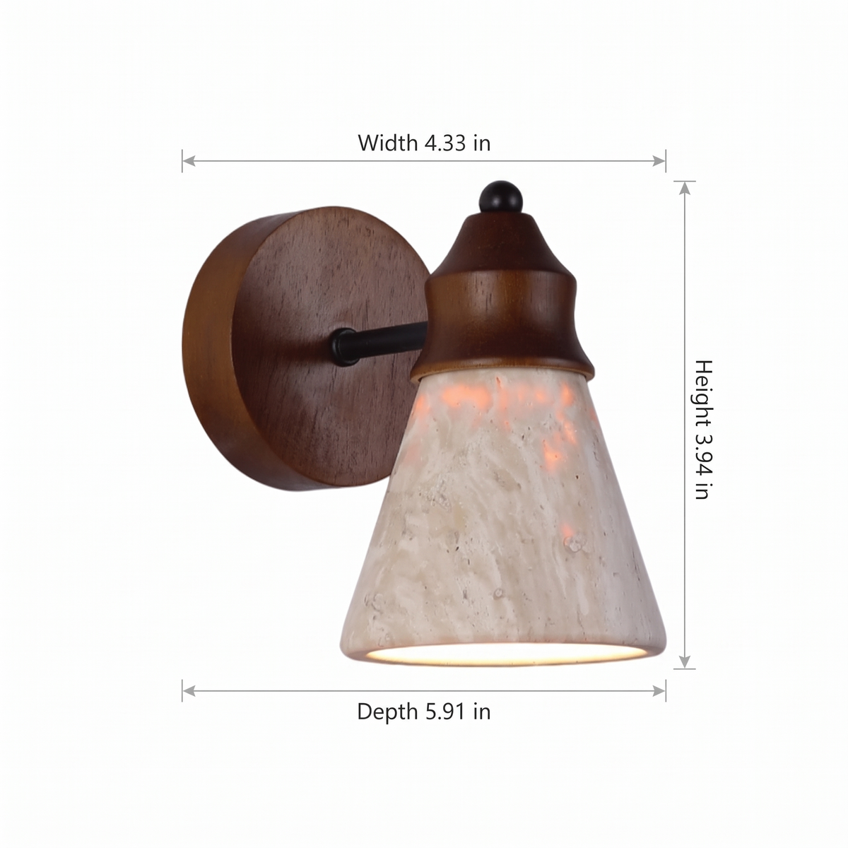 Travertine and wood down light wall sconce dimensions