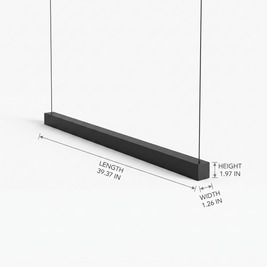 Modern LED Linear Suspension Light on white background with dimensions
