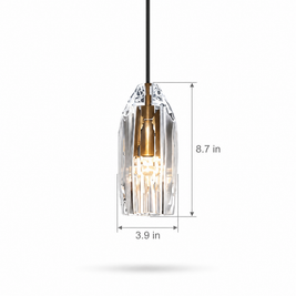 Crystal Geometric Mini Pendant Light on white background with dimensions